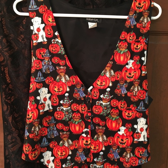 Pre-loved Vintage Halloween Grandma core vest, by Robyn-Lyn Sz L/XL. Cute!!!!! - Picture 2 of 9
